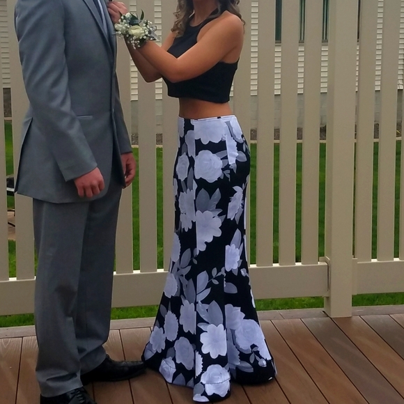My Michelle Dresses & Skirts - 2 Piece Black and Grey Floral Gown Size 7